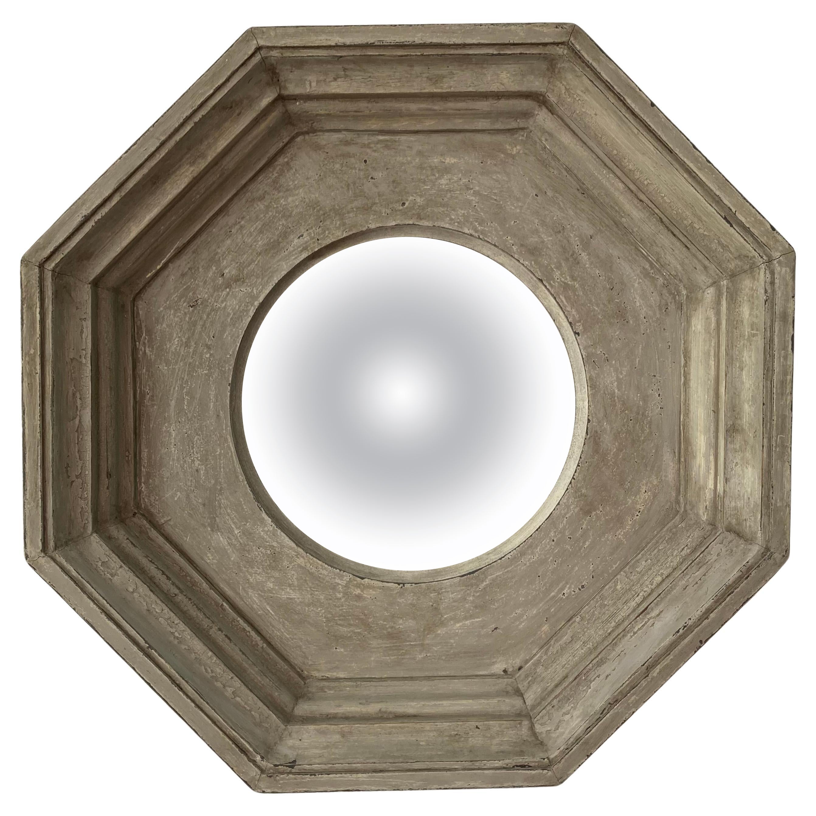 French Provincial painted Octagonal Convex Mirror