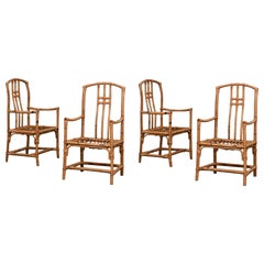 Vintage Set Of 4 Mid-Century Bamboo Chairs