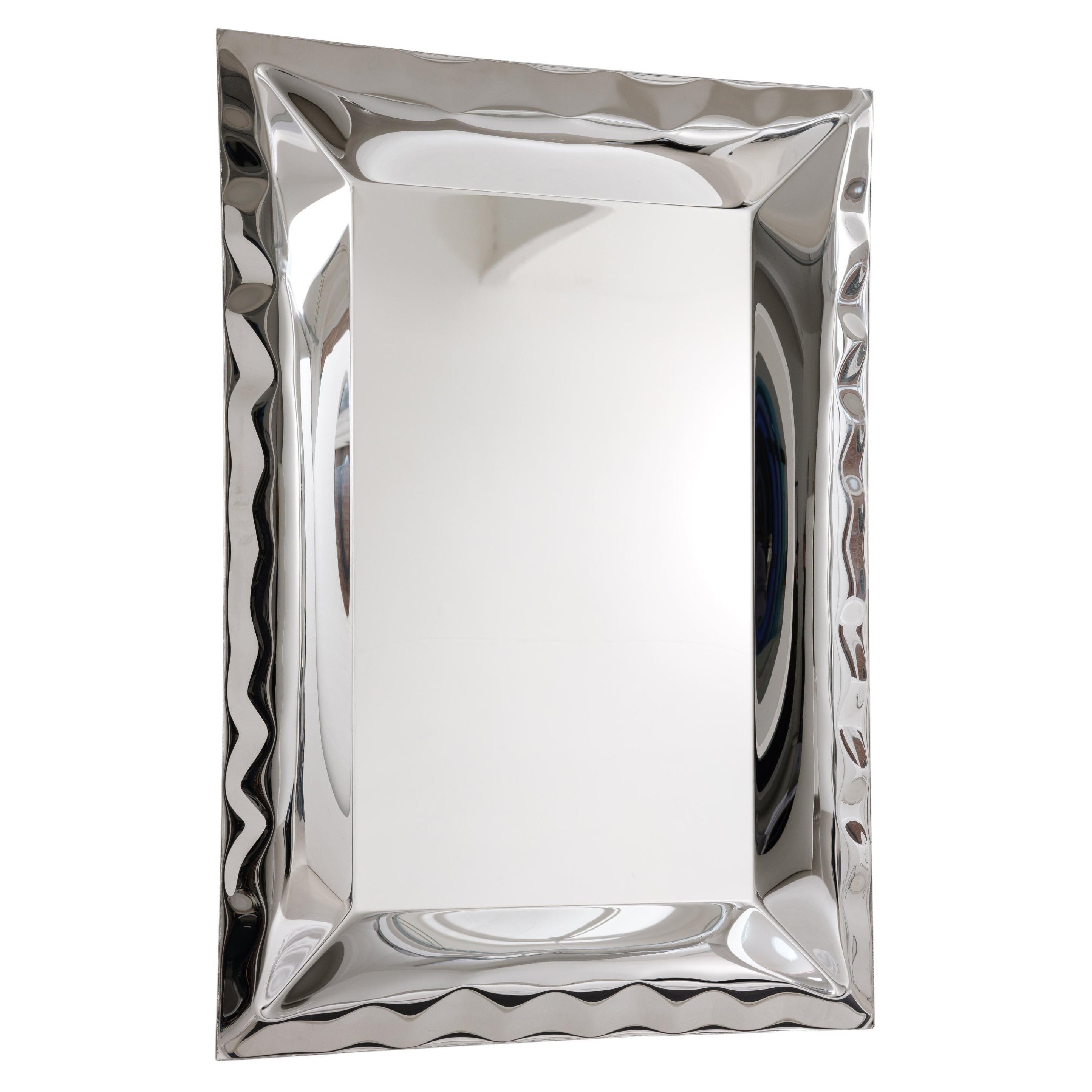 'Ghost' inflated metal medium mirror, stainless steel