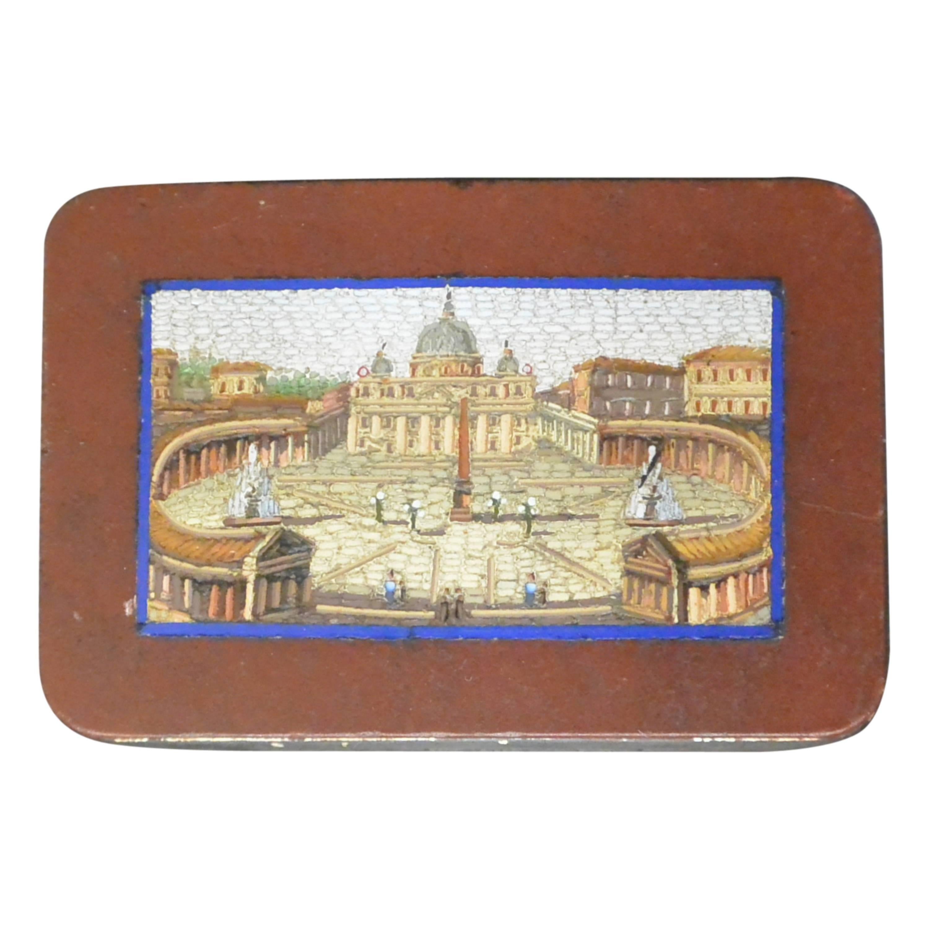 Micromosaic Snuff Box with View of St. Peter's For Sale