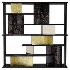 Garret Bookcase - Hand-Casted Brass & Portoro Marble - Boca do Lobo