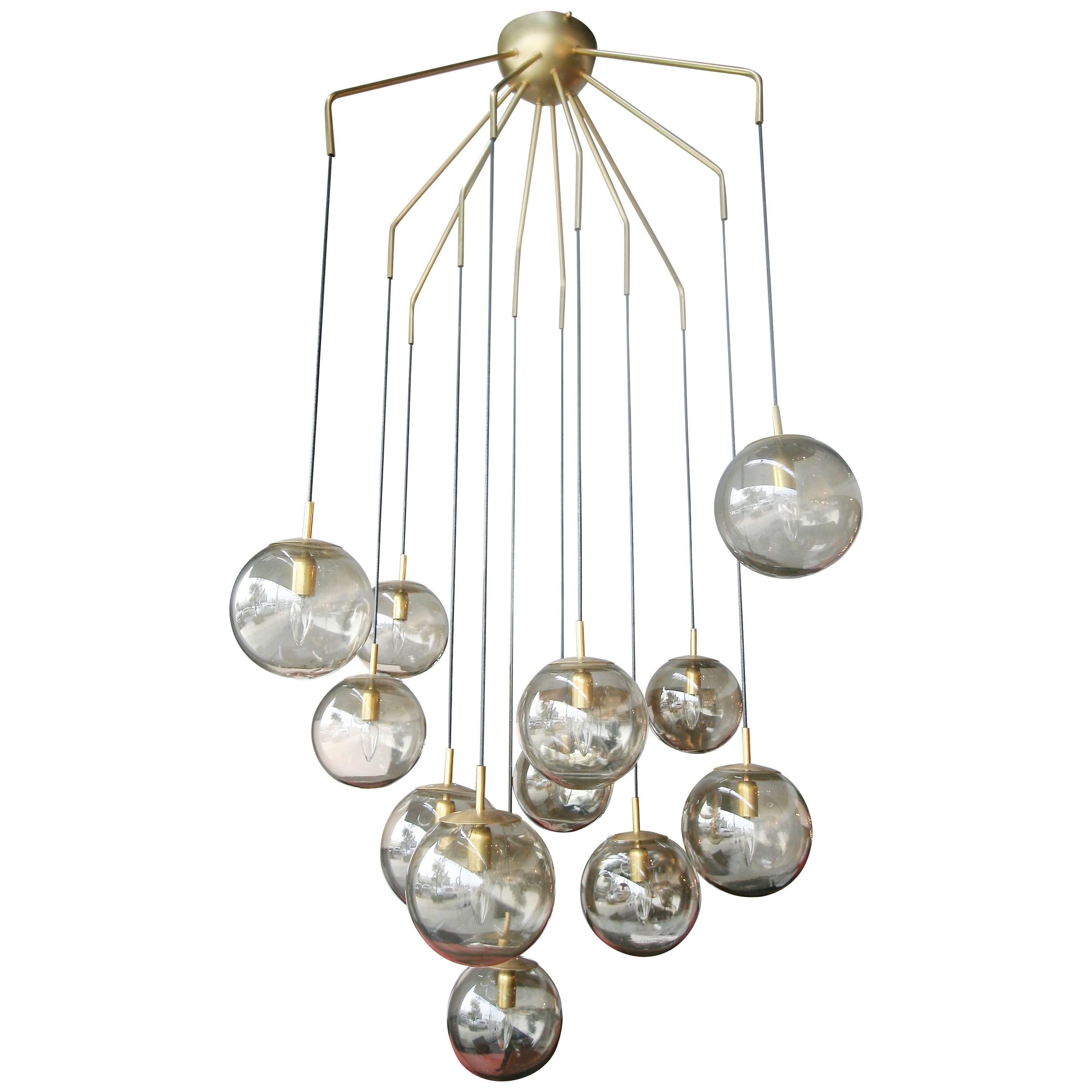 12 Ball Smoked Glass Murano Chandelier