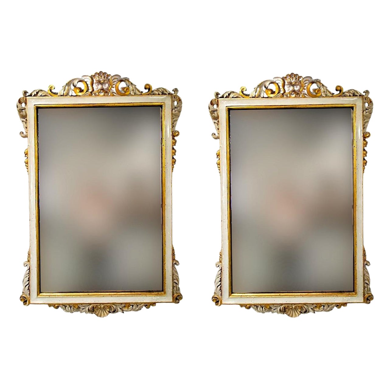 Pair of mirrors carved and gilded frames 13th century For Sale