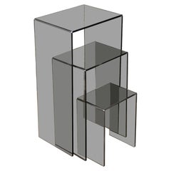 Set of 3 tall nesting tables in smoked acrylic, made in Italy, 1980s