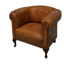 Vintage Dutch Cognac Colored Leather Club Chair