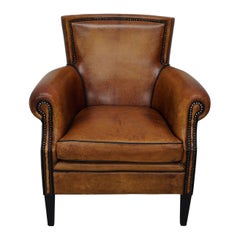 Vintage Dutch Cognac Colored Leather Club Chair