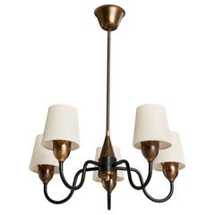 Fog & Mørup, Lampadario, Ottone, Fabrice, Metallo, Danimarca, anni '40