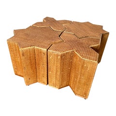 Modular Rattan Tables "Stella e Croce" by Vivai Del Sud. Italy, 1970s