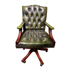 Chesterfield Vintage Captain's Office Chair in Green Leather