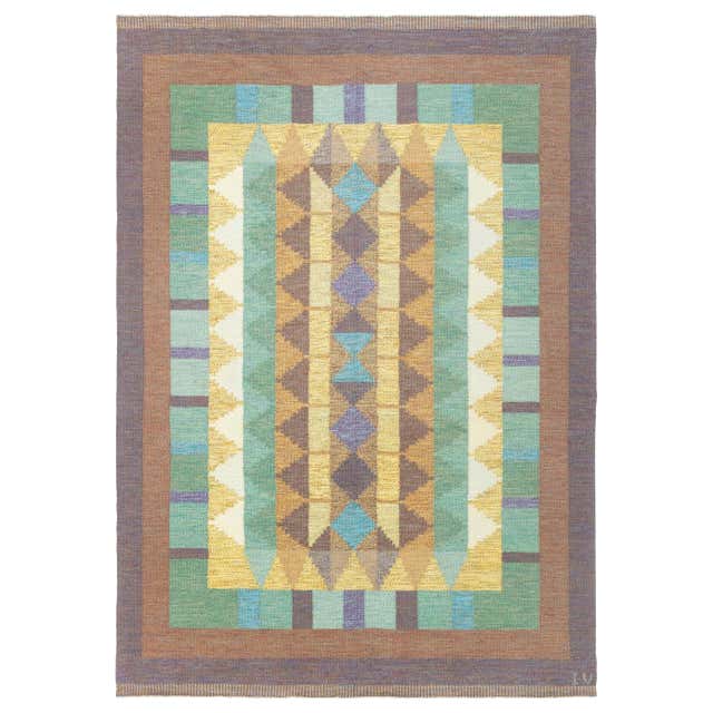 Doris Leslie Blau Vintage Swedish Flat Woven Rug Signed with Initial ...