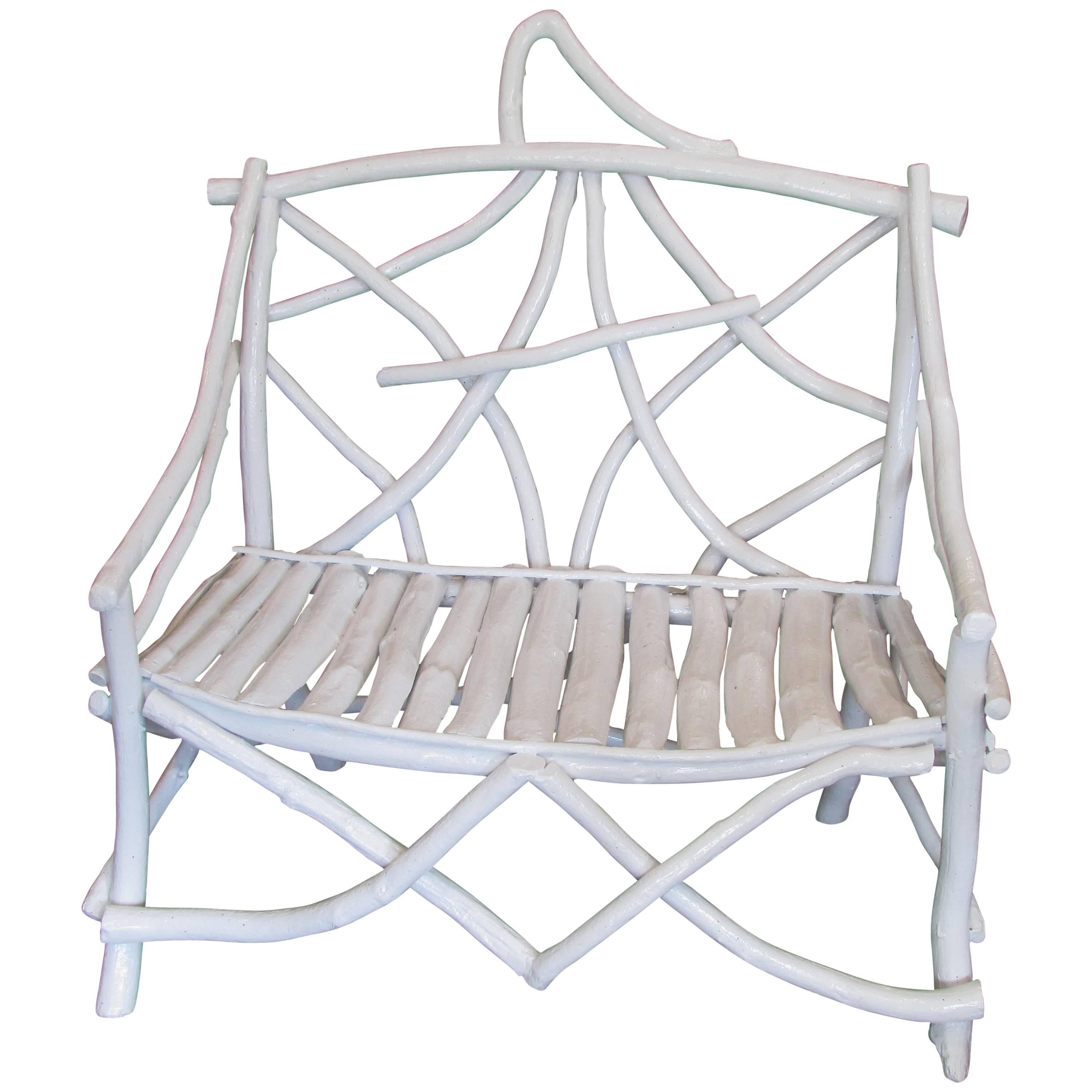 Rustic White Twig Bench