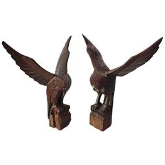 Vintage Pair of Ironwood Carved Eagles
