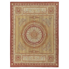 Rug & Kilim's Aubusson Style Flatweave Rug in Beige-Brown, Red Floral Medallion