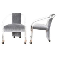 Paire de fauteuils Art Déco modernes en lucite de style Charles Hollis Jones