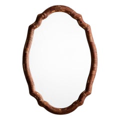 Personnalisable, miroir festonné STACKED, acajou récupéré avec profil en demi-dôme