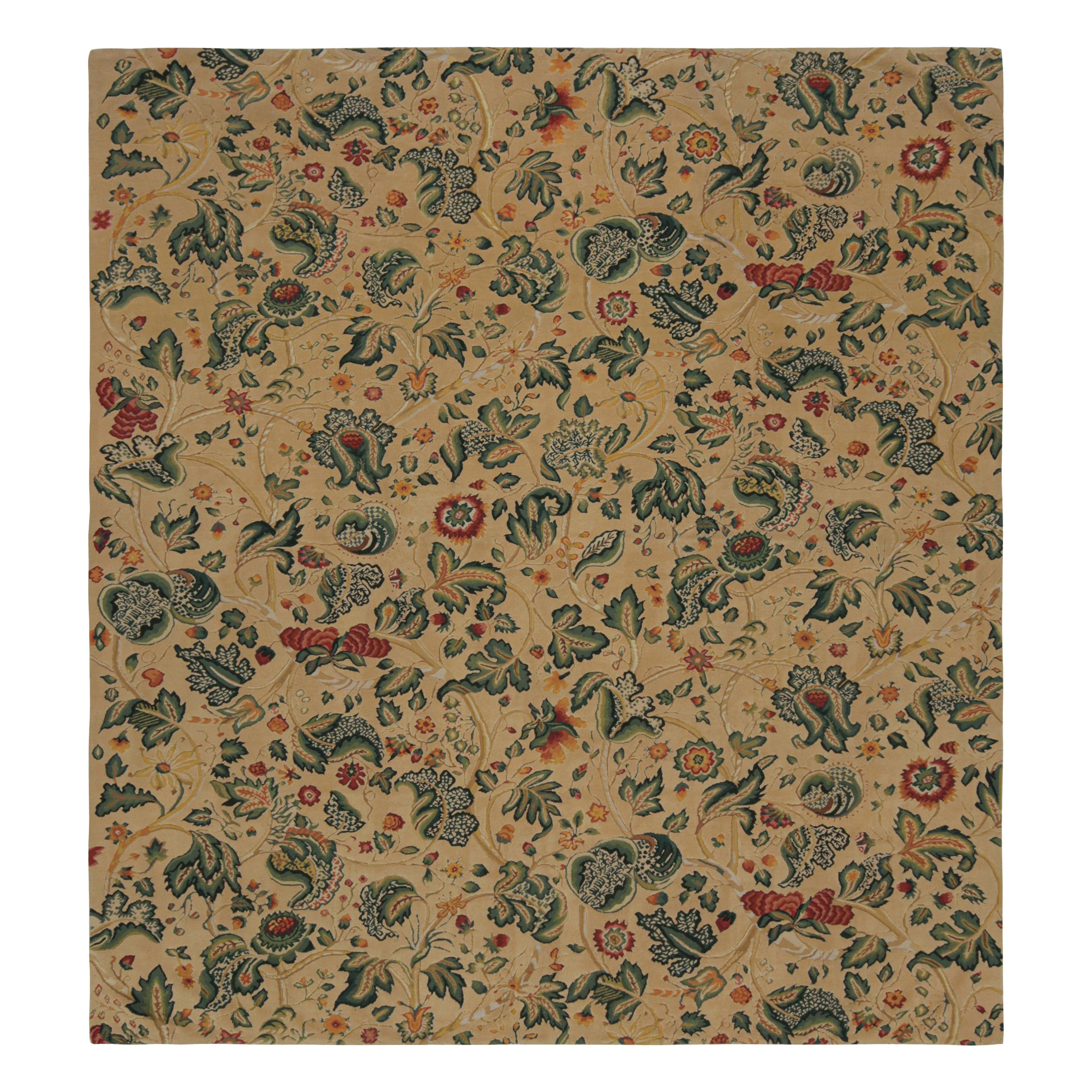 Rug & Kilim’s European Style Flatweave Rug in Cream with Floral Patterns ‘Tudor’