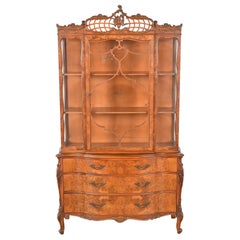 Romweber Französischer Louis XV.-Bücherregalschrank aus Wurzelholz mit Breakfront, Französische Provence, 1940er Jahre