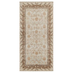 Rug & Kilim's Khotan style Rug, White with Cream Pomegranate Patterns