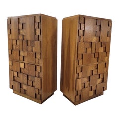 Ensemble d'armoires brutalistes de style Paul Evans par Lane Furniture Co - Pair