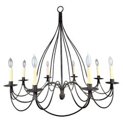 French Wrought Iron Brutalist Chandelier - 8 Arms