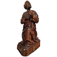 18th Century French Carved Walnut Statue of Saint Peter Kneeling in Adoration 10
