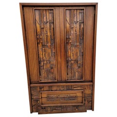 MCM Paul Evans Lane Pueblo Collection Style Brutalist Walnut Armoire Chest