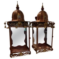 Pair of English Regency Style Chinoiserie Tôle Peinte Wall Lanterns