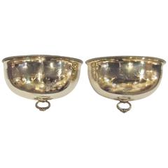 Antique Pair of Silver Plated Wall Pocket Planters