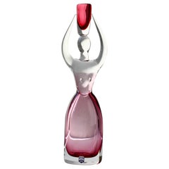 Large Da Ros for Cenedese Italian Pink Sommerso Murano Glass Candlestick Holder