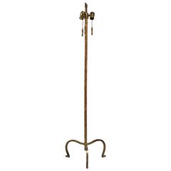 Vintage French Hammered Brass Floor Lamp