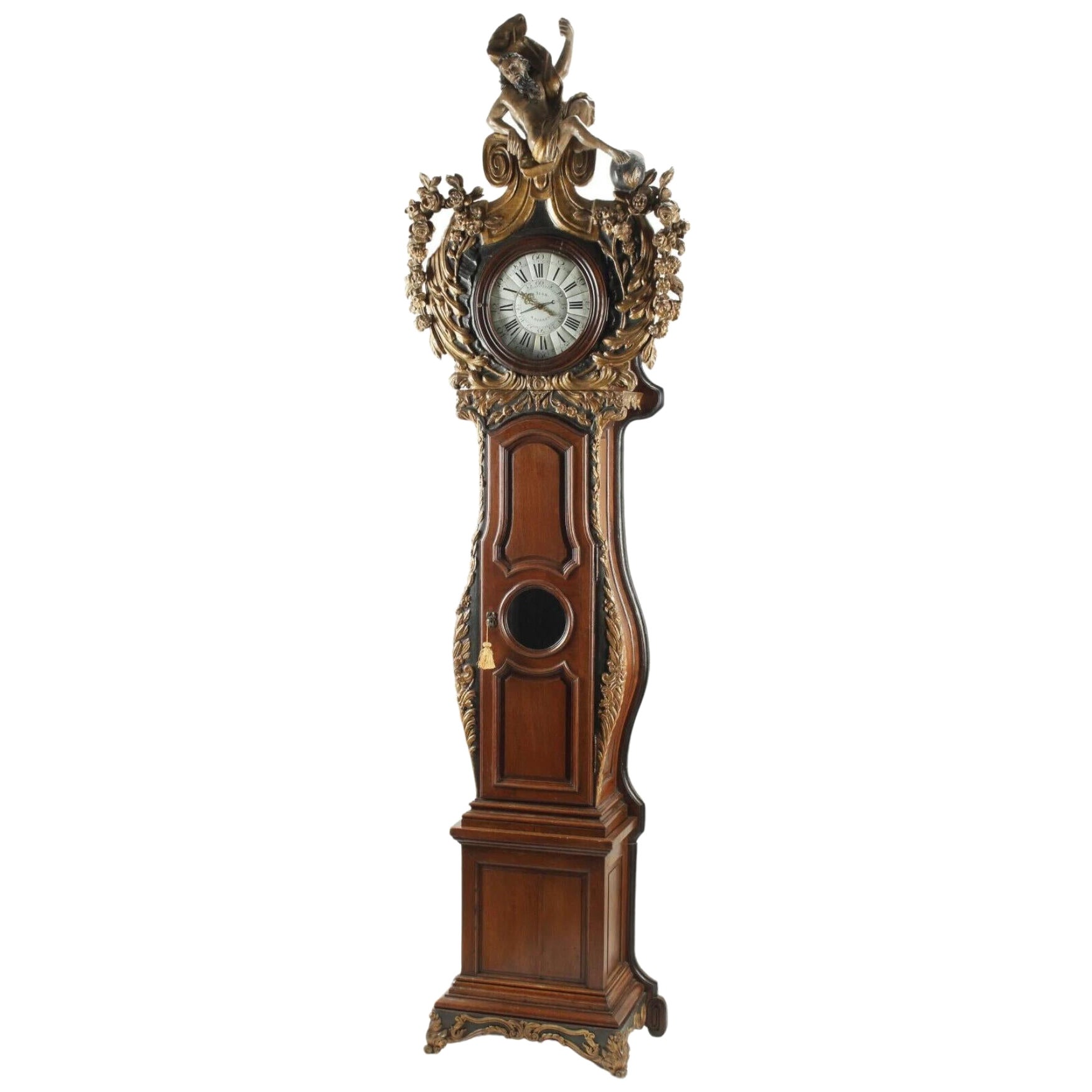 Siglo XVIII / XIX Antiguo  ¡Reloj de caja larga de estilo provincial francés, tallado, de 125 H!