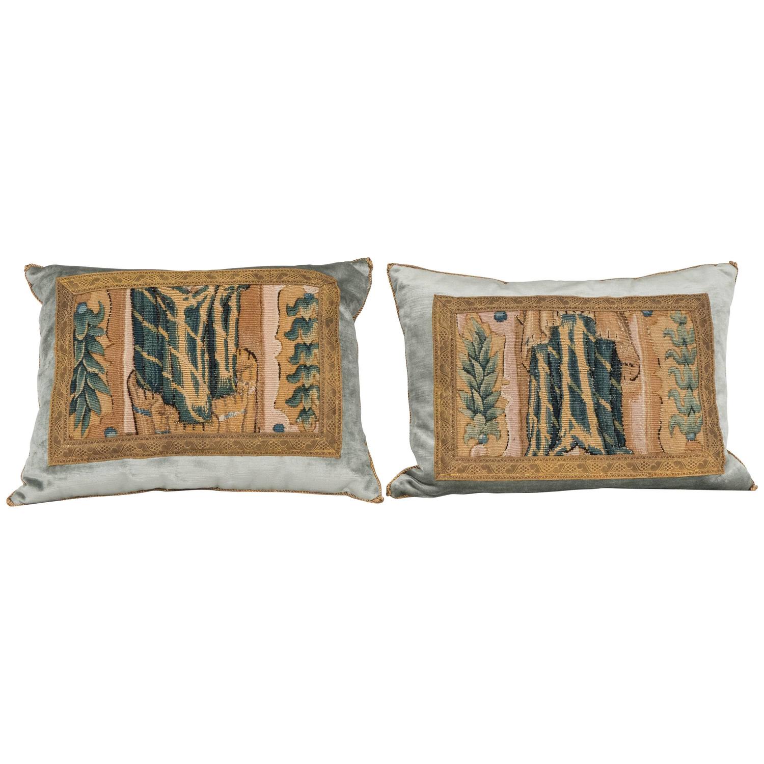 Pair of Antique Tapestry Pillows For Sale at 1stdibs