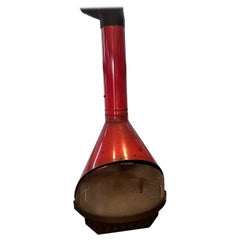 1960s Vintage Red Enamel Cone Fireplace Freestanding
