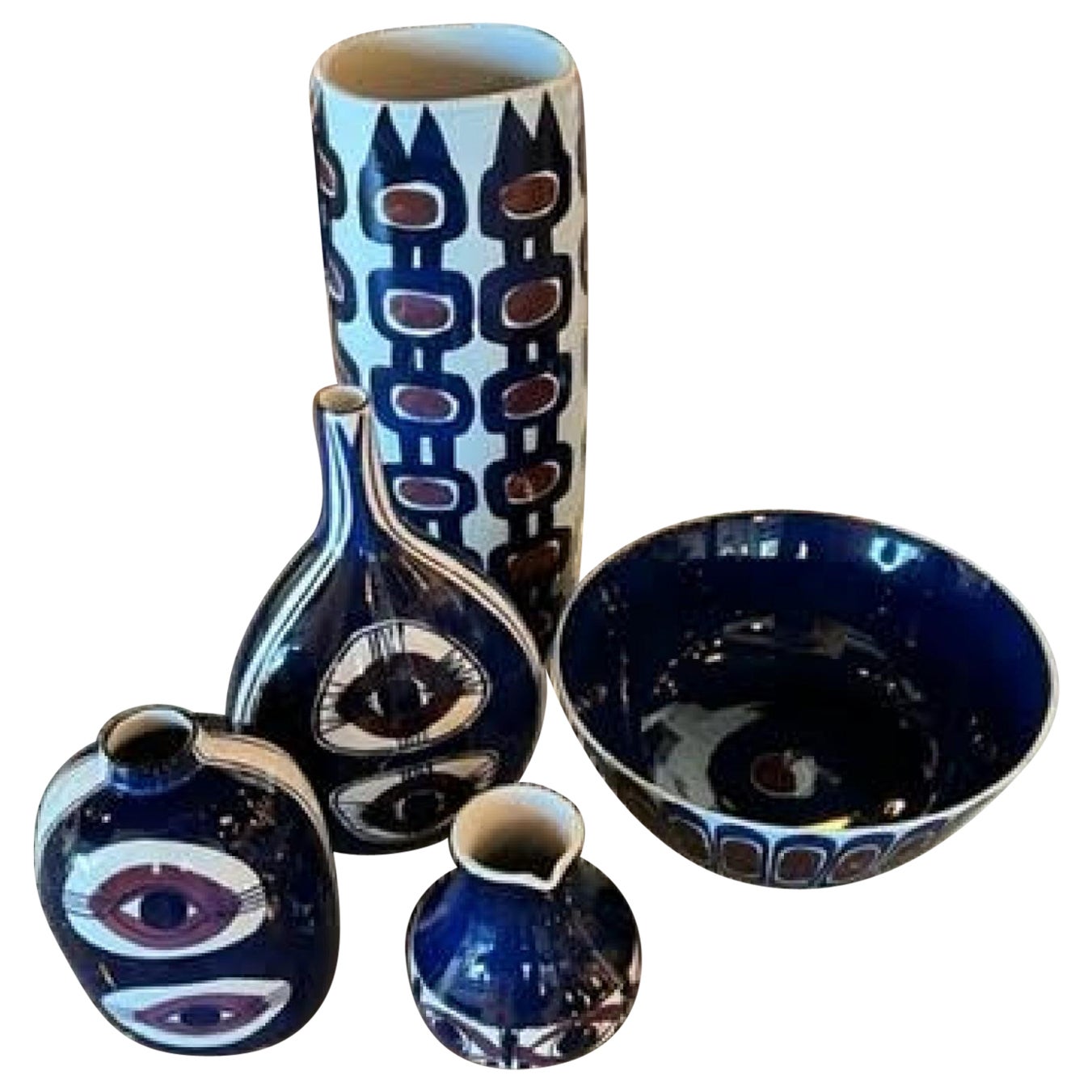 Juego de 5 piezas de cerámica azul cobalto Royal Copenhagen/Inge-Lise Koefoed