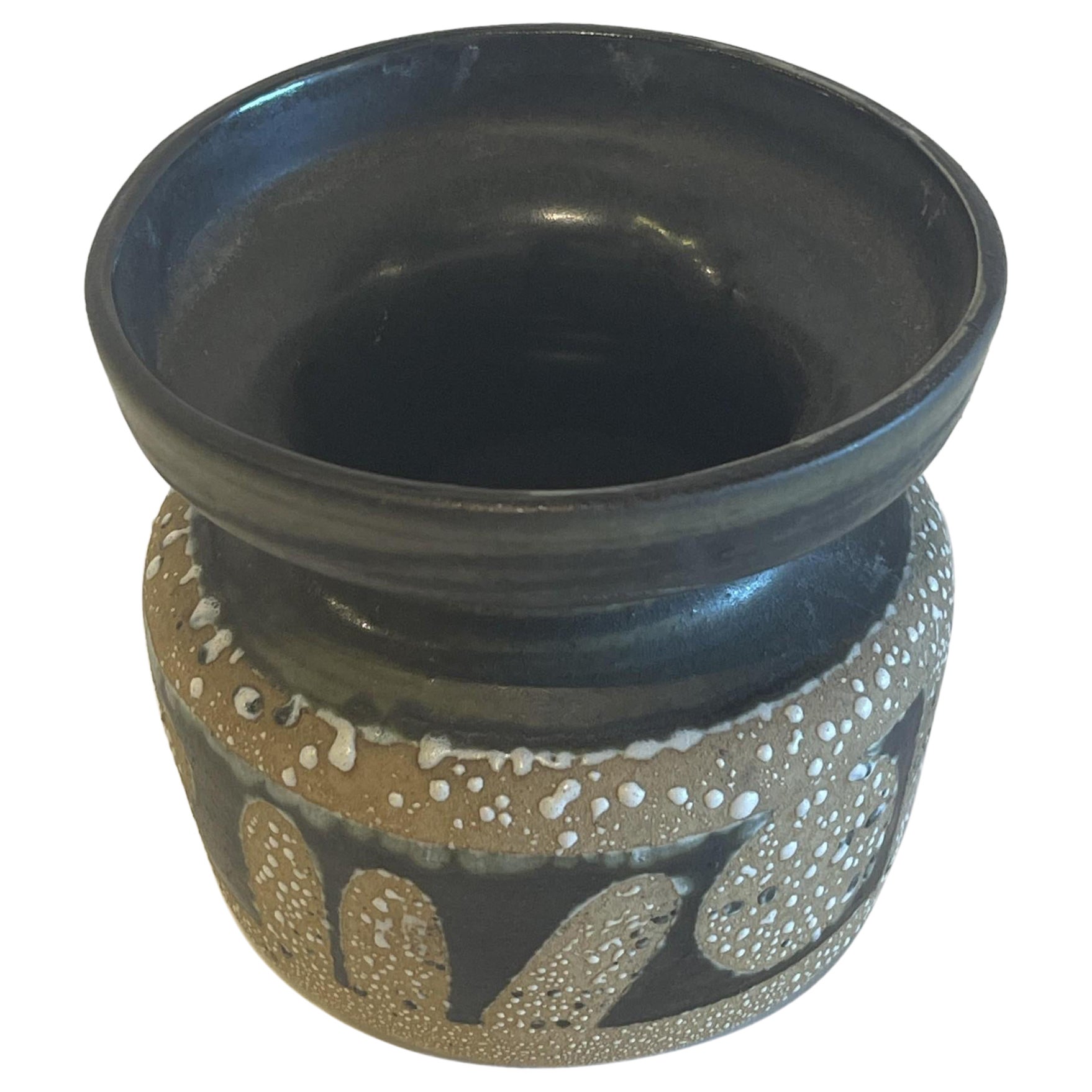 Vaso israeliano di metà secolo in ceramica smaltata Lapid Lava