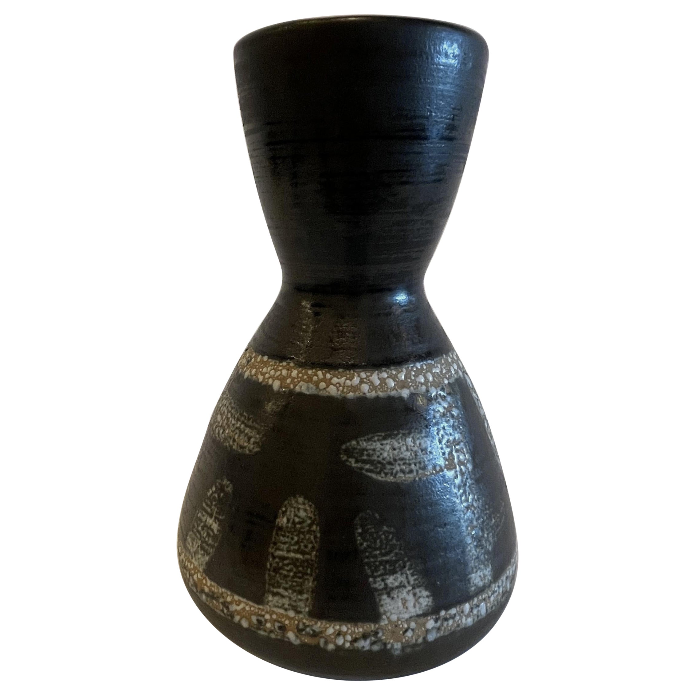 Vaso israeliano di metà secolo in ceramica smaltata Lapid Lava