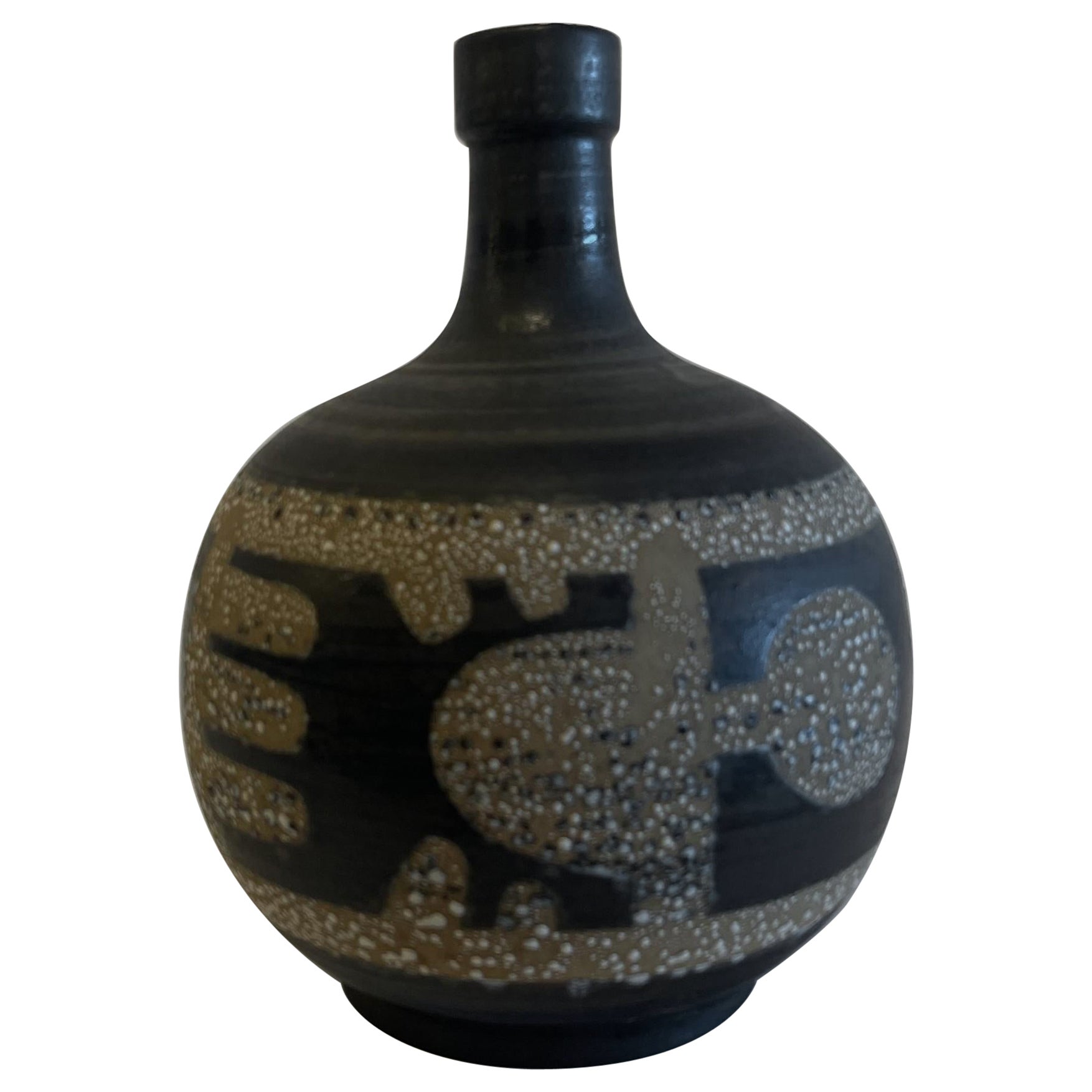 Vaso israeliano di metà secolo in ceramica smaltata Lapid Lava