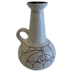 Brocca israeliana di metà secolo in ceramica smaltata Lapid Sgraffito