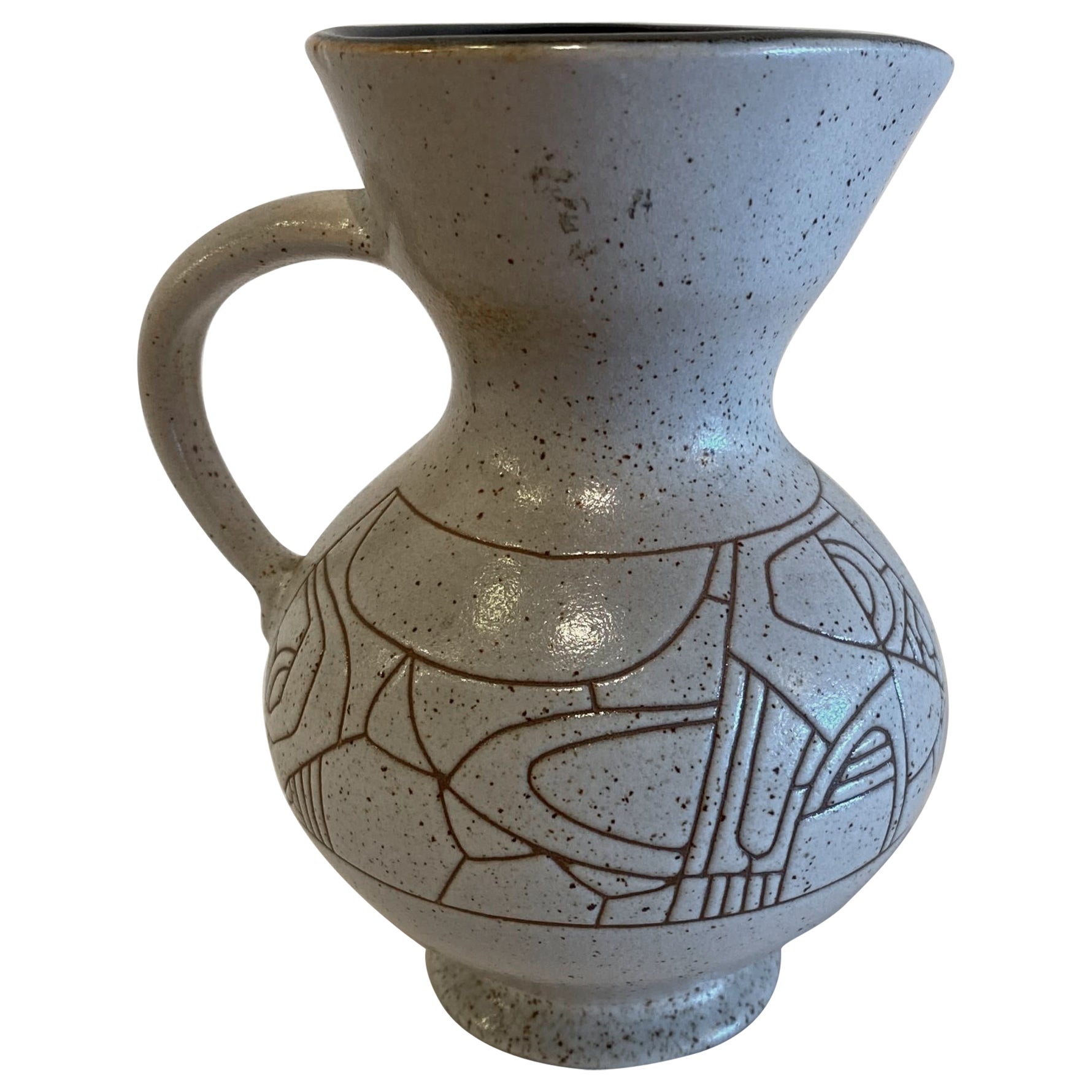 Brocca israeliana di metà secolo in ceramica smaltata Lapid Sgraffito in vendita