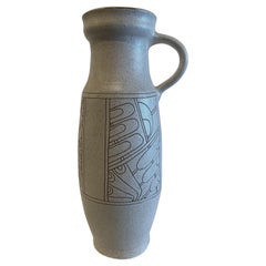 Brocca israeliana di metà secolo in ceramica smaltata Lapid Sgraffito