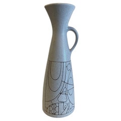 Brocca israeliana di metà secolo in ceramica smaltata Lapid Sgraffito