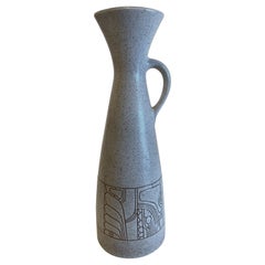 Brocca israeliana di metà secolo in ceramica smaltata Lapid Sgraffito