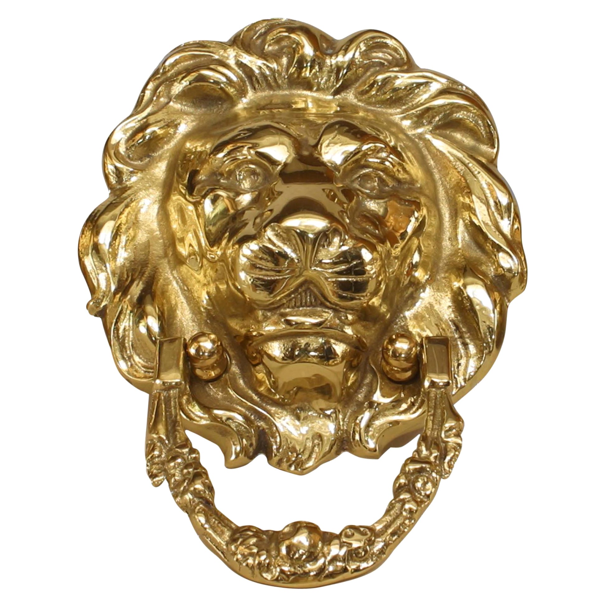 English Georgian Brass Lion Door Knockers