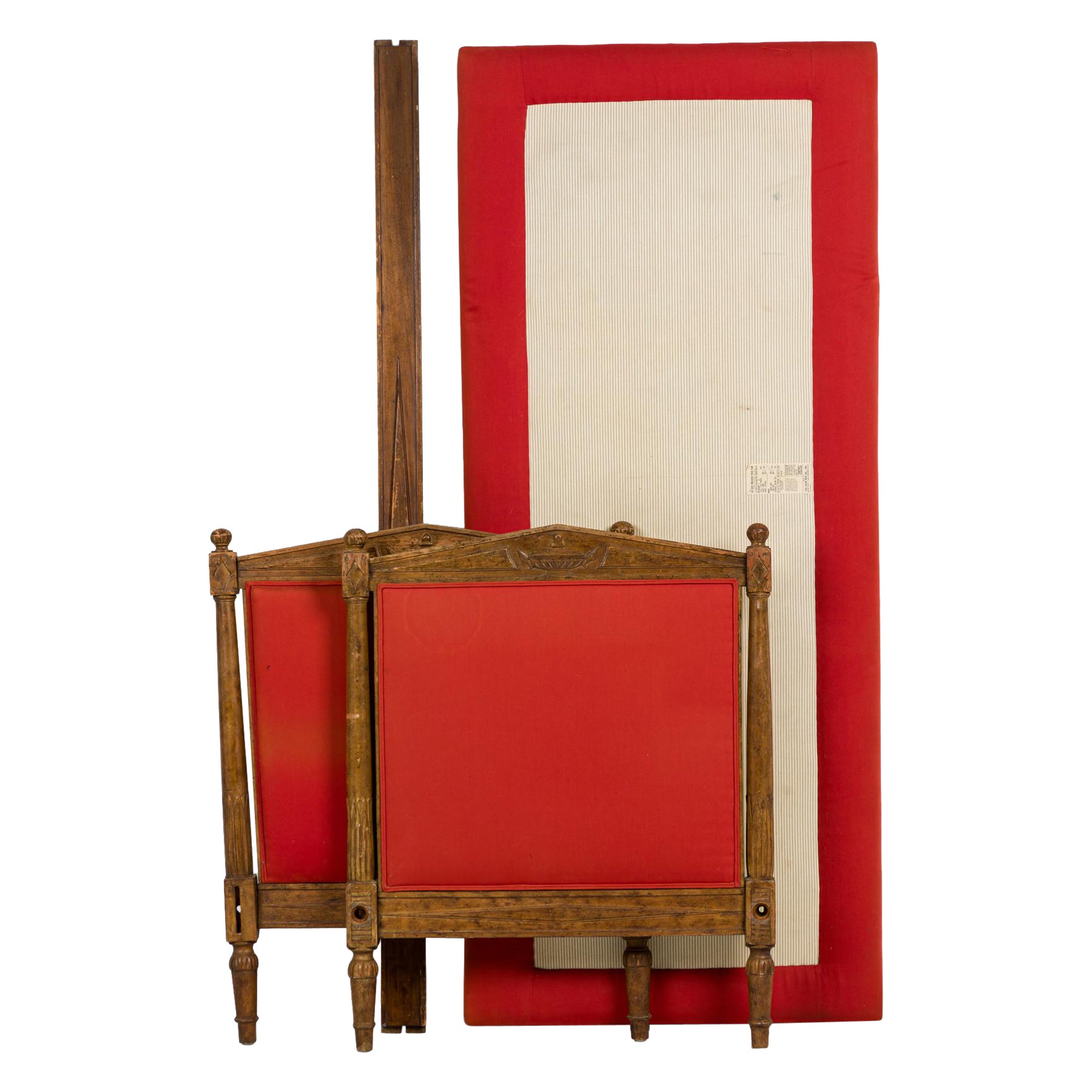 French Directoire Carved Wood and Red Upholstered Daybed For Sale