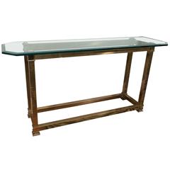 Brass and Glass Console Table by Mastercraft