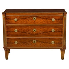 Continental Baltic Style 3-Drawer Brass Trimmed Mahogany Veneer Chest