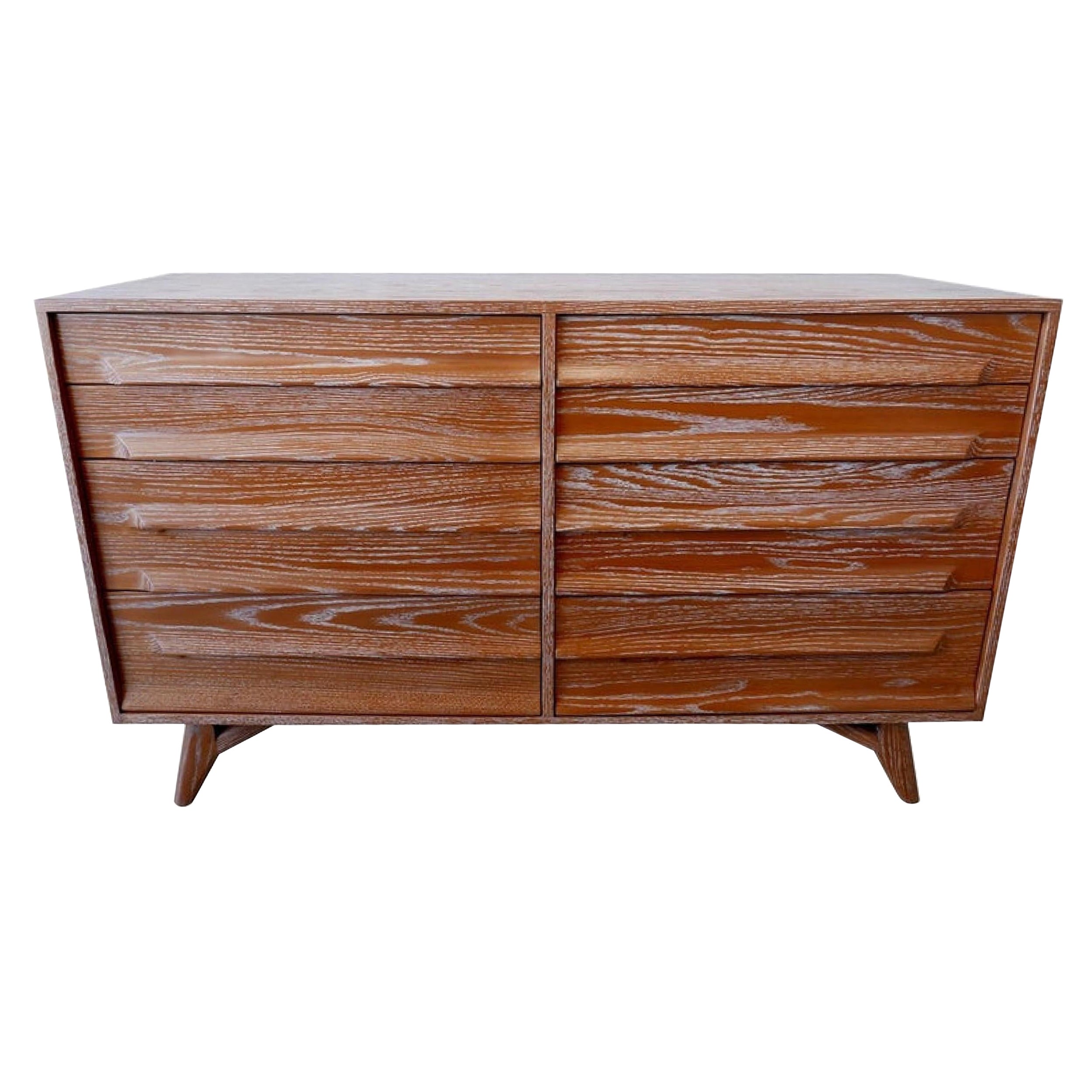 American Modern Cerused OAK Ten Drawer Chest, 1950er Jahre