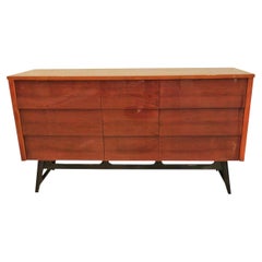 American Modern Mahogany and Ebonized Nine Drawer Chest