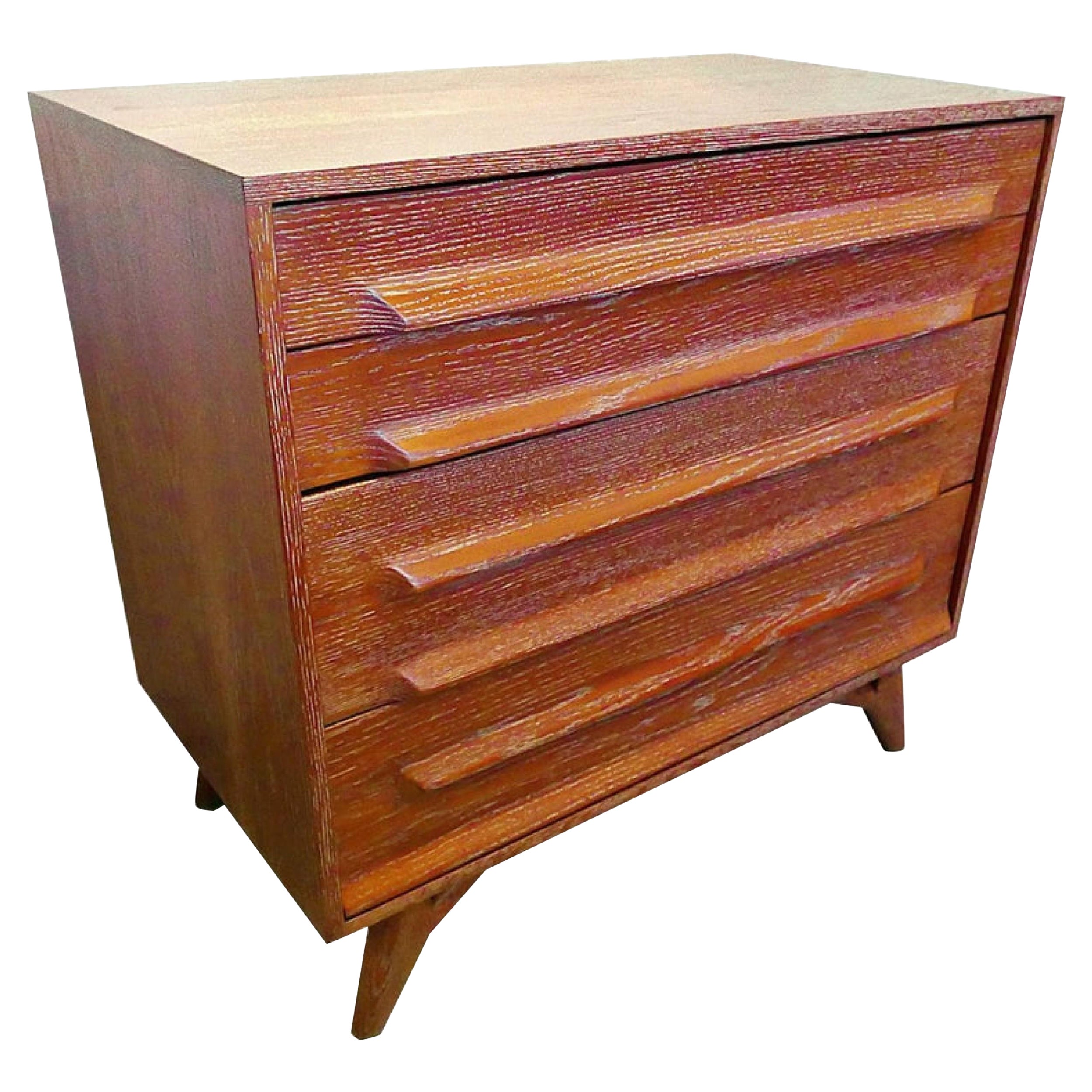 Amerikanische Modern Cerused OAK Kommode mit fünf Schubladen, 1950er Jahre im Angebot