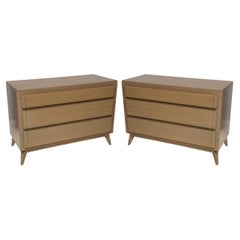Pair of American Modern Cerused Oak Commodes